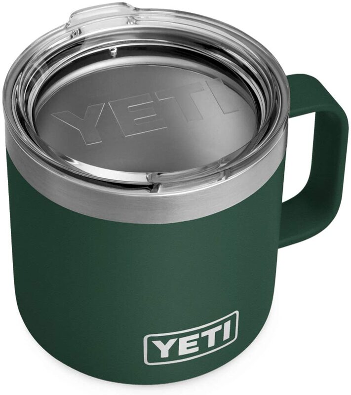 YETI Rambler 14 oz Mug, Stainless Steel, Vacuum Insulated with Standard Lid, Northwoods Green